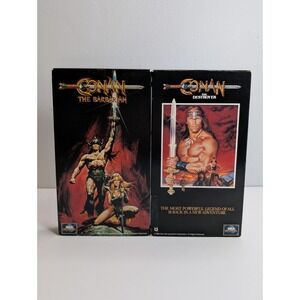 Conan The Barbarian and Conan The Destroyer VHS Tape Lot SCHWARZENEGGER - TESTED